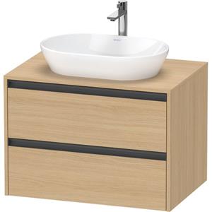 Duravit Ketho 2 wastafelonderbouwkast incl. consoleplaat met 2 laden 80x55x56.8cm met handgrepen antraciet natuur eiken mat K24895030300000