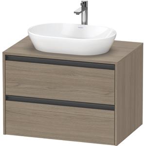 Duravit Ketho 2 wastafelonderbouwkast incl. consoleplaat met 2 laden 80x55x56.8cm met handgrepen antraciet eiken terra mat K24895035350000