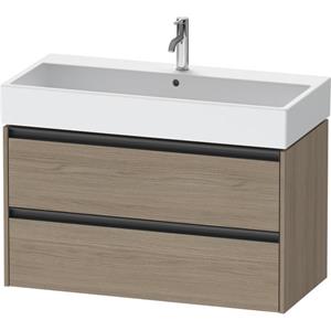 Duravit Ketho 2 wastafelonderbouwkast met 2 laden 98.4x46x54.9cm met grepen antraciet eiken terra mat K25278035350000