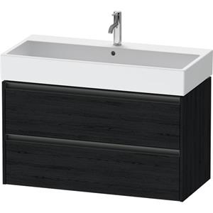 Duravit Ketho 2 wastafelonderbouwkast met 2 laden 98.4x46x54.9cm met grepen antraciet eiken zwart mat K25278016160000