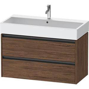 Duravit Ketho 2 wastafelonderbouwkast met 2 laden 98.4x46x54.9cm met grepen antraciet donker noten mat K25278021210000