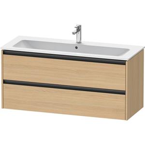 Duravit Ketho 2 wastafelonderbouwkast met 2 laden voor enkele wastafel 121x48x55cm met grepen antraciet natuur eiken mat K25265030300000