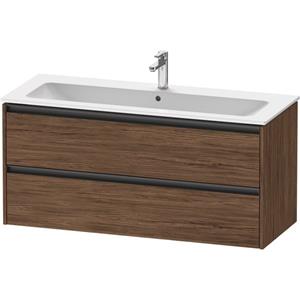 Duravit Ketho 2 wastafelonderbouwkast met 2 laden voor enkele wastafel 121x48x55cm met grepen antraciet donker noten mat K25265021210000