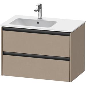 Duravit Ketho 2 wastafelonderbouwkast met 2 laden voor waskom links 81x48x54.9cm met grepen antraciet Linnen mat K25267075750000