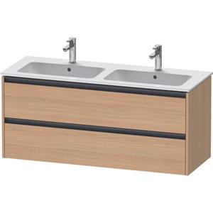 Duravit Ketho 2 wastafelonderbouwkast met 2 laden voor dubbele wastafel 128x48x55cm met grepen antraciet natuur eiken mat K25266030300000