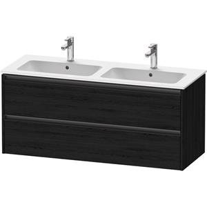 Duravit Ketho 2 wastafelonderbouwkast met 2 laden voor dubbele wastafel 128x48x55cm met grepen antraciet eiken zwart mat K25266016160000