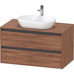 Duravit Ketho 2 wastafelonderbouwkast incl. consoleplaat met 2 laden 100x55x56.8cm met handgrepen antraciet noten mat K24896079790000