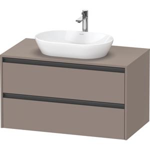 Duravit Ketho 2 wastafelonderbouwkast incl. consoleplaat met 2 laden 100x55x56.8cm met handgrepen antraciet basalt mat K24896043430000