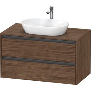 Duravit Ketho 2 wastafelonderbouwkast incl. consoleplaat met 2 laden 100x55x56.8cm met handgrepen antraciet donker noten mat K24896021210000