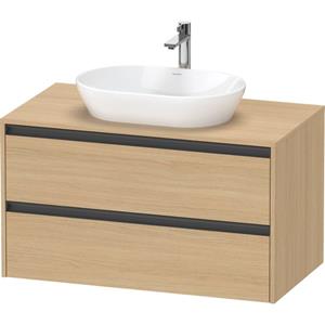 Duravit Ketho 2 wastafelonderbouwkast incl. consoleplaat met 2 laden 100x55x56.8cm met handgrepen antraciet natuur eiken mat K24896030300000