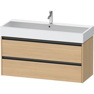 Duravit Ketho 2 wastafelonderbouwkast met 2 laden voor enkele wastafel 118.4x46x54.9cm met grepen antraciet natuur eiken mat K25279030300000