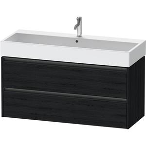 Duravit Ketho 2 wastafelonderbouwkast met 2 laden voor enkele wastafel 118.4x46x54.9cm met grepen antraciet eiken zwart mat K25279016160000