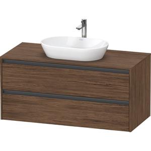 Duravit Ketho 2 wastafelonderbouwkast incl. consoleplaat met 2 laden 120x55x56.8cm met handgrepen antraciet donker noten mat K24897021210000