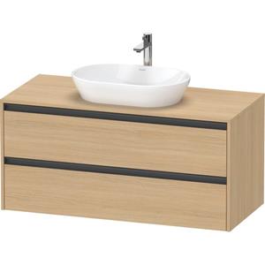 Duravit Ketho 2 wastafelonderbouwkast incl. consoleplaat met 2 laden 120x55x56.8cm met handgrepen antraciet natuur eiken mat K24897030300000