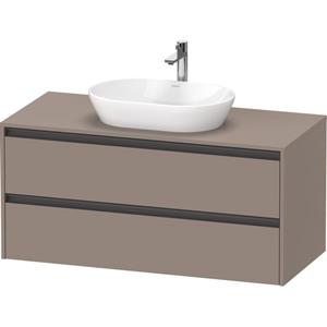 Duravit Ketho 2 wastafelonderbouwkast incl. consoleplaat met 2 laden 120x55x56.8cm met handgrepen antraciet basalt mat K24897043430000