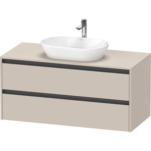 Duravit Ketho 2 wastafelonderbouwkast incl. consoleplaat met 2 laden 120x55x56.8cm met handgrepen antraciet taupe mat K24897091910000