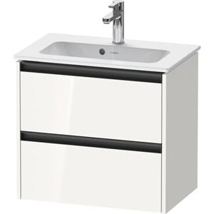 Duravit Ketho 2 wastafelonderbouwkast met 2 laden 61x39x54.9cm met grepen antraciet hoogglans wit K25255022220000