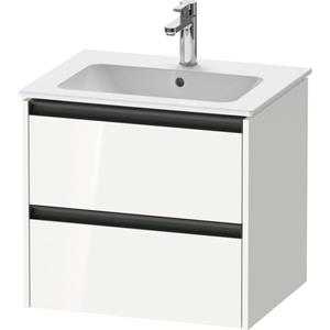 Duravit Ketho 2 wastafelonderbouwkast met 2 laden 61x48x55cm met grepen antraciet hoogglans wit K25262022220000