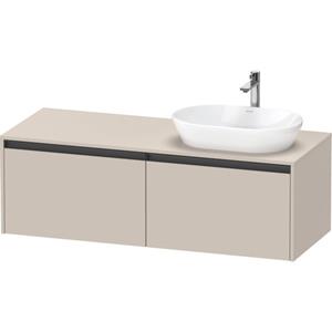 Duravit Ketho 2 wastafelonderbouwkast incl. consoleplaat met 2 laden voor waskom rechts 140x55x45.9cm met handgrepen antraciet taupe mat K24888R91910000