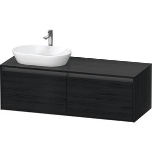 Duravit Ketho 2 wastafelonderbouwkast incl. consoleplaat met 2 laden voor waskom links 140x55x45.9cm met handgrepen antraciet eiken zwart mat K24888L16160000