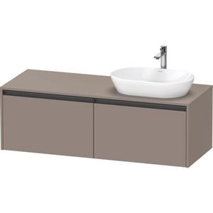 Duravit Ketho 2 wastafelonderbouwkast incl. consoleplaat met 2 laden voor waskom rechts 140x55x45.9cm met handgrepen antraciet basalt mat K24888R43430000