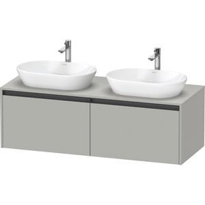 Duravit Ketho 2 wastafelonderbouwkast incl. consoleplaat met 2 laden voor dubbele waskommen 140x55x45.9cm met handgrepen antraciet betongrijs mat K24888B07070000