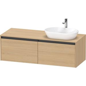 Duravit Ketho 2 wastafelonderbouwkast incl. consoleplaat met 2 laden voor waskom rechts 140x55x45.9cm met handgrepen antraciet natuur eiken mat K24888R30300000