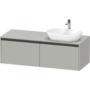 Duravit Ketho 2 wastafelonderbouwkast incl. consoleplaat met 2 laden voor waskom rechts 140x55x45.9cm met handgrepen antraciet betongrijs mat K24888R07070000