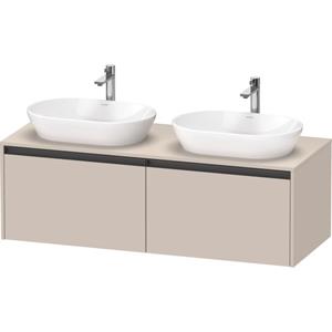 Duravit Ketho 2 wastafelonderbouwkast incl. consoleplaat met 2 laden voor dubbele waskommen 140x55x45.9cm met handgrepen antraciet taupe mat K24888B91910000