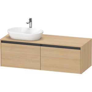 Duravit Ketho 2 wastafelonderbouwkast incl. consoleplaat met 2 laden voor waskom links 140x55x45.9cm met handgrepen antraciet natuur eiken mat K24888L30300000