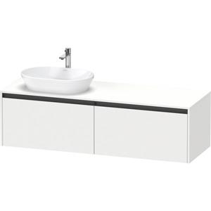 Duravit Ketho 2 wastafelonderbouwkast incl. consoleplaat met 2 laden voor waskom links 160x55x45.9cm met handgrepen antraciet wit mat K24889L18180000