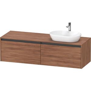 Duravit Ketho 2 wastafelonderbouwkast incl. consoleplaat met 2 laden voor waskom rechts 160x55x45.9cm met handgrepen antraciet noten mat K24889R79790000