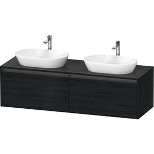 Duravit Ketho 2 wastafelonderbouwkast incl. consoleplaat met 2 laden voor dubbele waskommen 160x55x45.9cm met handgrepen antraciet eiken zwart mat K24889B16160000