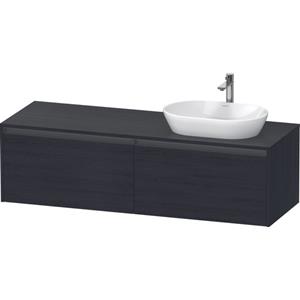 Duravit Ketho 2 wastafelonderbouwkast incl. consoleplaat met 2 laden voor waskom rechts 160x55x45.9cm met handgrepen antraciet eiken zwart mat K24889R16160000