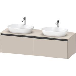 Duravit Ketho 2 wastafelonderbouwkast incl. consoleplaat met 2 laden voor dubbele waskommen 160x55x45.9cm met handgrepen antraciet taupe mat K24889B91910000