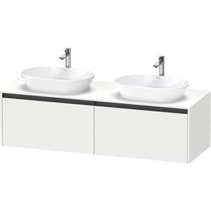 Duravit Ketho 2 wastafelonderbouwkast incl. consoleplaat met 2 laden voor dubbele waskommen 160x55x45.9cm met handgrepen antraciet wit mat K24889B18180000