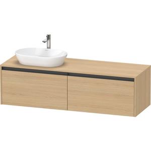 Duravit Ketho 2 wastafelonderbouwkast incl. consoleplaat met 2 laden voor waskom links 160x55x45.9cm met handgrepen antraciet natuur eiken mat K24889L30300000