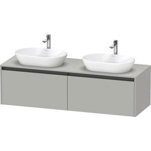 Duravit Ketho 2 wastafelonderbouwkast incl. consoleplaat met 2 laden voor dubbele waskommen 160x55x45.9cm met handgrepen antraciet betongrijs mat K24889B07070000