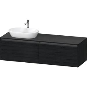 Duravit Ketho 2 wastafelonderbouwkast incl. consoleplaat met 2 laden voor waskom links 160x55x45.9cm met handgrepen antraciet eiken zwart mat K24889L16160000