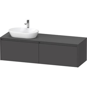 Duravit Ketho 2 wastafelonderbouwkast incl. consoleplaat met 2 laden voor waskom links 160x55x45.9cm met handgrepen antraciet grafiet mat K24889L49490000