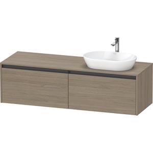 Duravit Ketho 2 wastafelonderbouwkast incl. consoleplaat met 2 laden voor waskom rechts 160x55x45.9cm met handgrepen antraciet eiken terra mat K24889R35350000