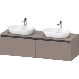 Duravit Ketho 2 wastafelonderbouwkast incl. consoleplaat met 2 laden voor dubbele waskommen 160x55x45.9cm met handgrepen antraciet basalt mat K24889B43430000