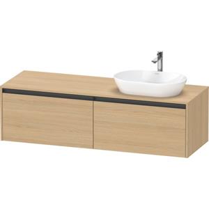 Duravit Ketho 2 wastafelonderbouwkast incl. consoleplaat met 2 laden voor waskom rechts 160x55x45.9cm met handgrepen antraciet natuur eiken mat K24889R30300000