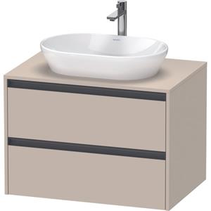 Duravit Ketho 2 wastafelonderbouwkast incl. consoleplaat met 2 laden 80x55x56.8cm met handgrepen antraciet taupe supermat K24895083830000