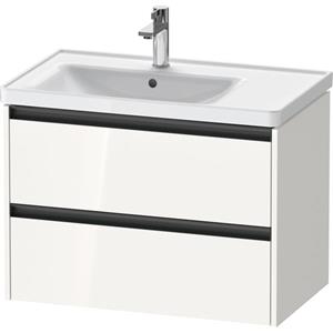 Duravit Ketho 2 wastafelonderbouwkast met 2 laden voor waskom links 78.4x45.5x54.9cm met grepen antraciet hoogglans wit K25285022220000