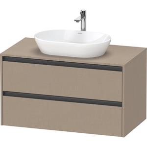 Duravit Ketho 2 wastafelonderbouwkast incl. consoleplaat met 2 laden 100x55x56.8cm met handgrepen antraciet Linnen mat K24896075750000