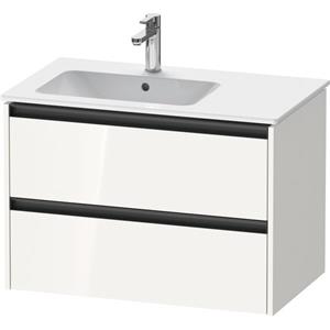 Duravit Ketho 2 wastafelonderbouwkast met 2 laden voor waskom links 81x48x54.9cm met grepen antraciet hoogglans wit K25267022220000