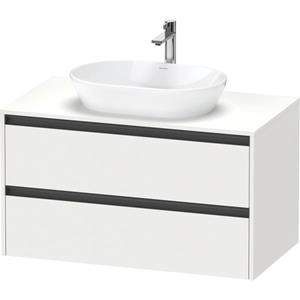 Duravit Ketho 2 wastafelonderbouwkast incl. consoleplaat met 2 laden 100x55x56.8cm met handgrepen antraciet wit mat K24896018180000