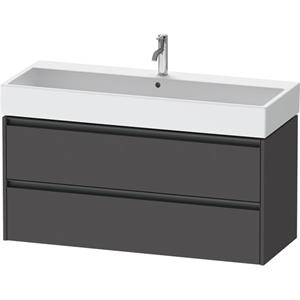 Duravit Ketho 2 wastafelonderbouwkast met 2 laden voor enkele wastafel 118.4x46x54.9cm met grepen antraciet grafiet mat K25279049490000