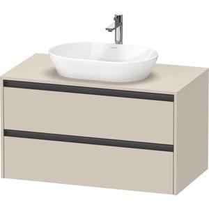 Duravit Ketho 2 wastafelonderbouwkast incl. consoleplaat met 2 laden 100x55x56.8cm met handgrepen antraciet taupe supermat K24896083830000